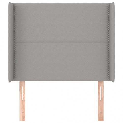 Sengegavl med kanter 83x16x118/128 cm stof lysegrå