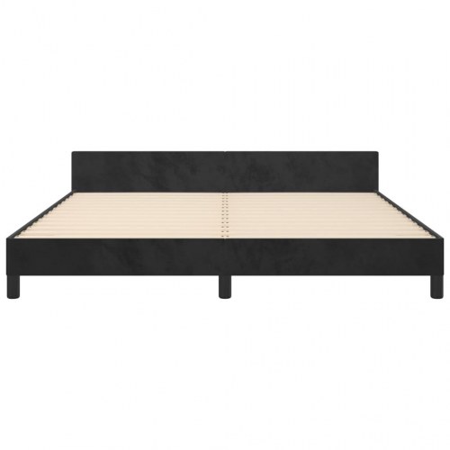 Sengeramme med sengegavl 180x200 cm i sort fløjl