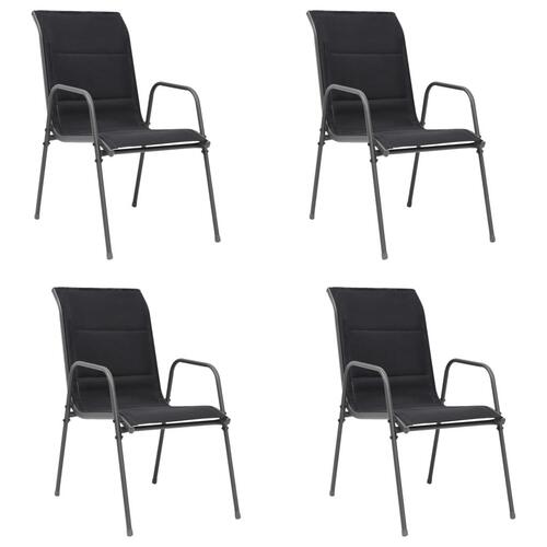 Havestole 4 stk. stabelbare stål og textilene sort