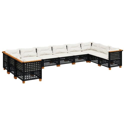 Sofasæt til haven 10 dele med hynder polyrattan sort