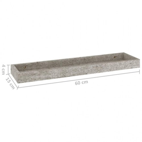 Svævehylder 2 stk. 60x15x4 cm MDF betongrå
