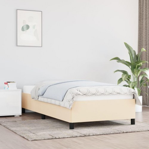 Sengeramme uden madras 90x190 cm - stof, cremefarvet