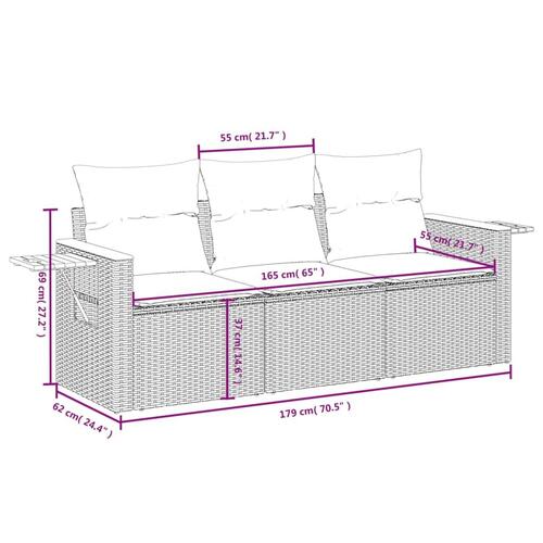 Sofasæt til haven 5 dele med hynder polyrattan sort