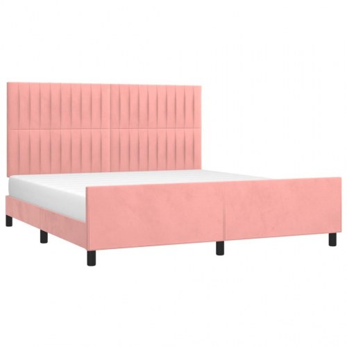 Sengeramme med sengegavl 180x200 cm i fløjl - pink