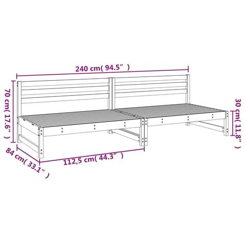 Midtermoduler til havesofa 2 stk. 120x80 cm massivt fyr hvid