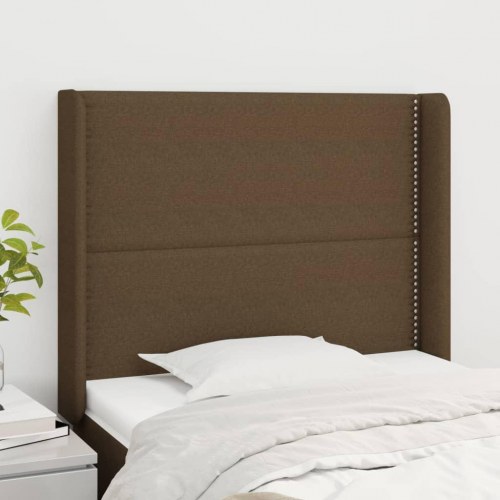 Sengegavl med kanter 83x16x118/128 cm stof mørkebrun