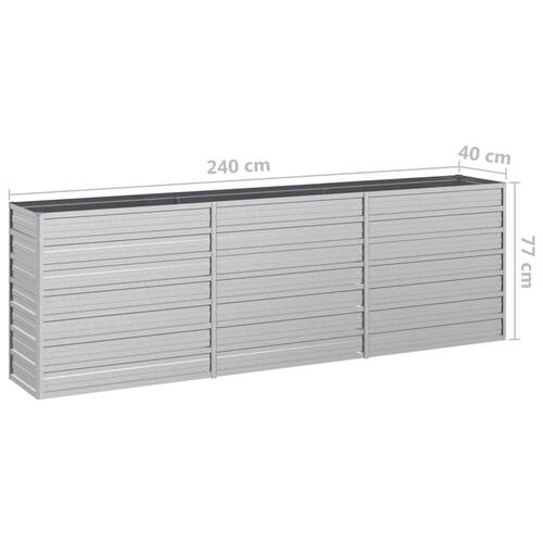 Højbed 240x40x77 cm galvaniseret stål sølvfarvet