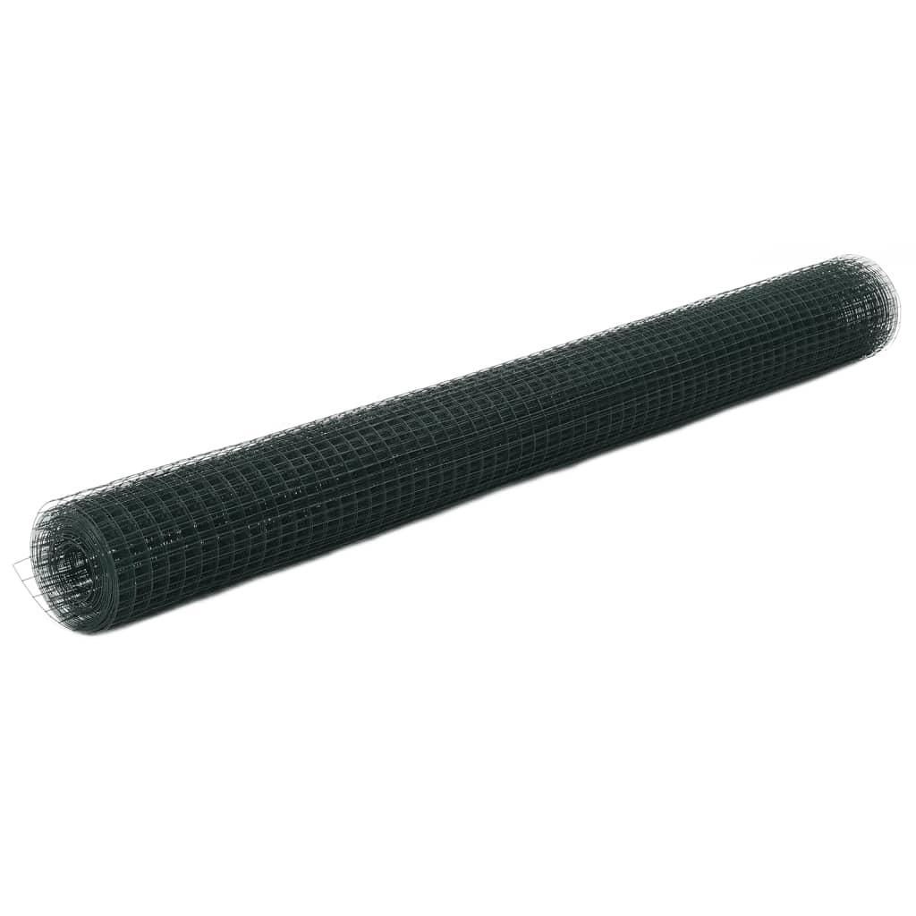 Hønsenet stål med PVC-belægning 10 x 1,5 m grøn