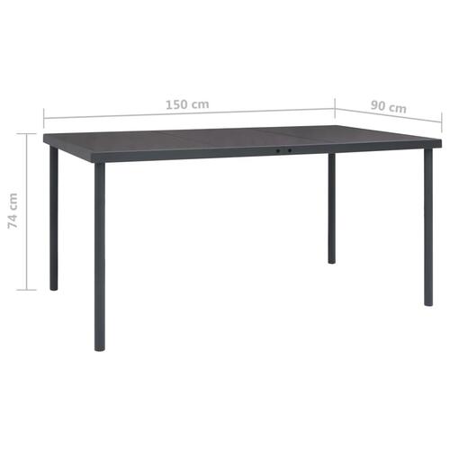 Havebord 150x90x74 cm stål antracitgrå