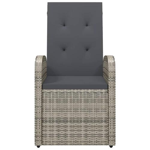 Havestole med hynder 2 stk. polyrattan grå