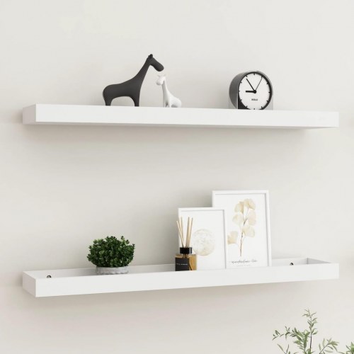 Svævehylder 2 stk. 80x15x4 cm MDF hvid