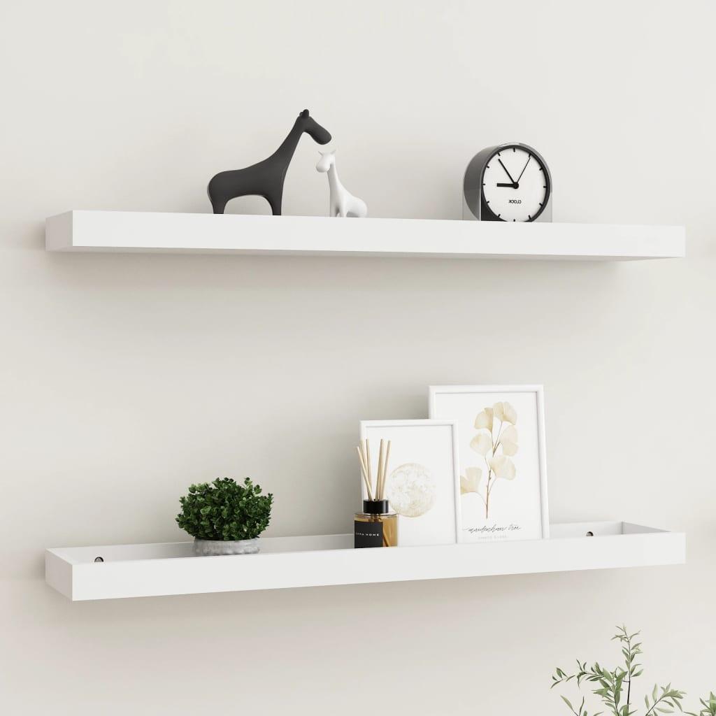 Svævehylder 2 stk. 80x15x4 cm MDF hvid