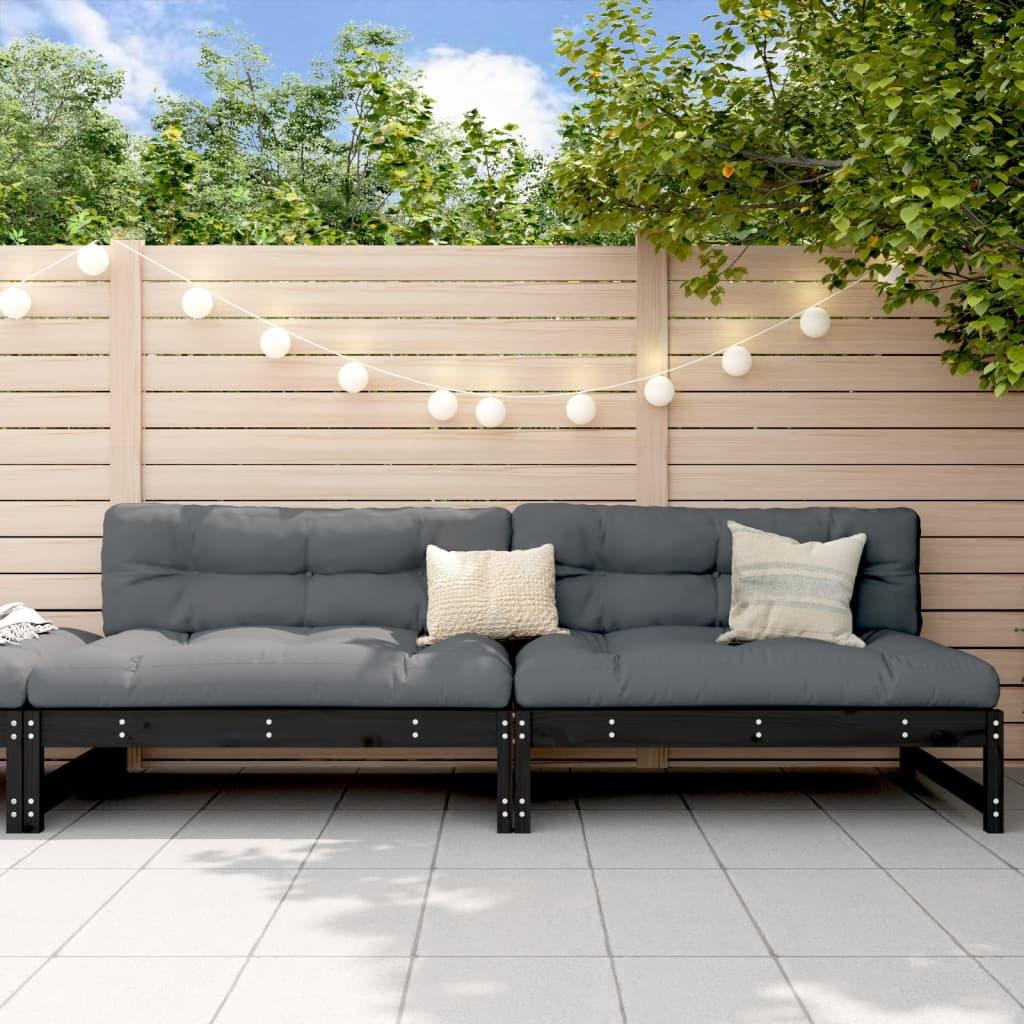Midtermoduler til havesofa 2 stk. 120x80 cm massivt fyr sort