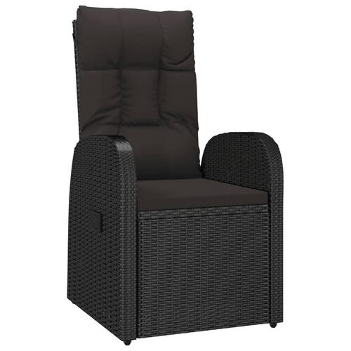 Havestole med hynder justerbart ryglæn 2 stk. polyrattan sort