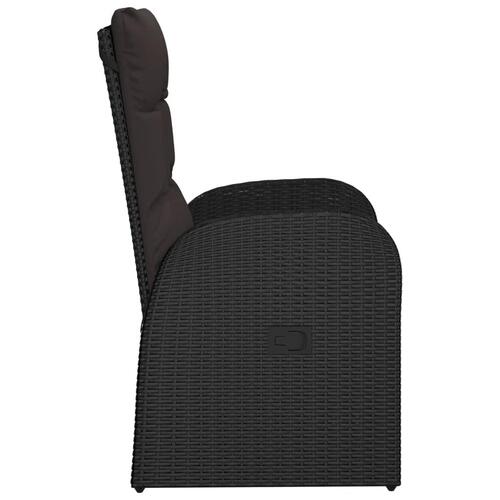 Havestole med hynder justerbart ryglæn 2 stk. polyrattan sort