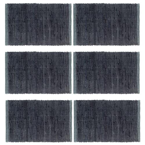 Dækkeservietter 6 stk. 30 x 45 cm bomuld chindi antracitgrå