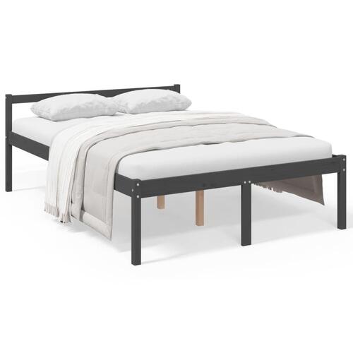 Seniorseng 135x190 cm dobbeltseng massivt fyrretræ grå
