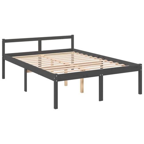 Seniorseng 135x190 cm dobbeltseng massivt fyrretræ grå