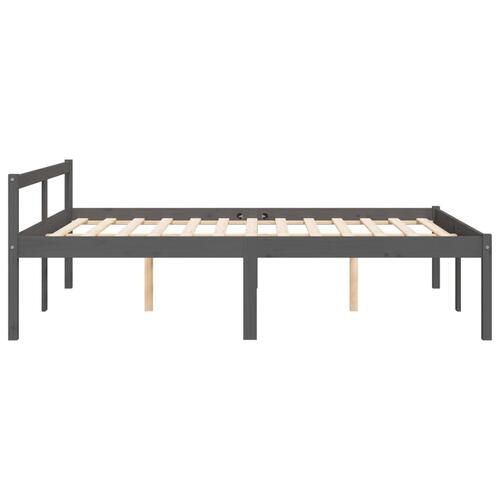 Seniorseng 135x190 cm dobbeltseng massivt fyrretræ grå