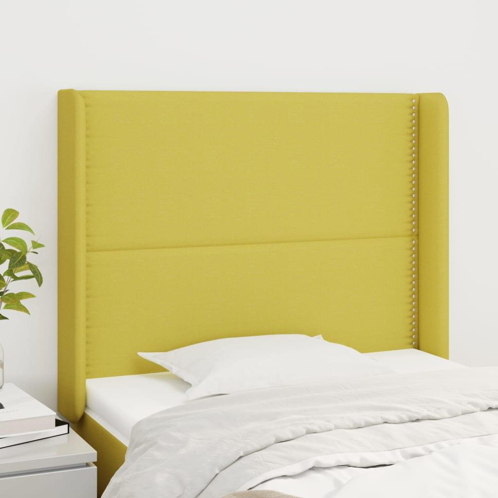 Sengegavl med kanter 83x16x118/128 cm stof grøn