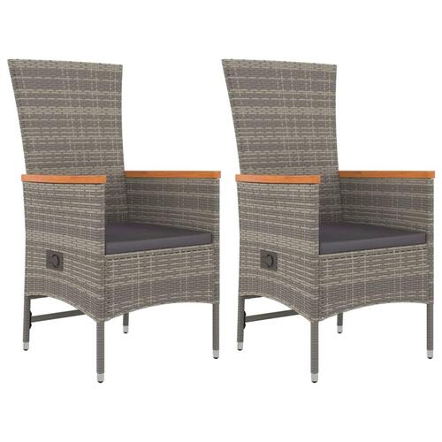Havestole med hynder 2 stk. polyrattan grå