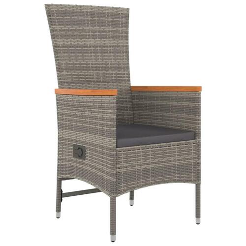 Havestole med hynder 2 stk. polyrattan grå