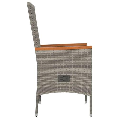 Havestole med hynder 2 stk. polyrattan grå