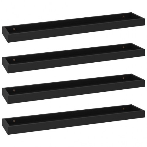 Svævehylder 4 stk. 80x15x4 cm MDF sort