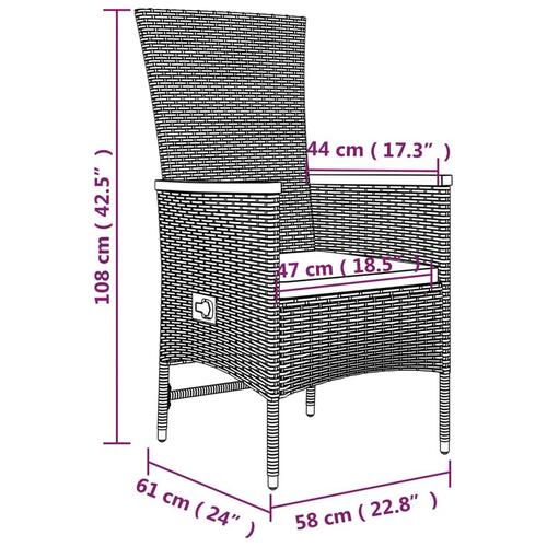 Havestole med hynder 2 stk. polyrattan grå