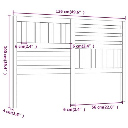 Sengegærde 126x4x100 cm massivt fyrretræ sort