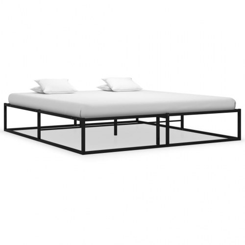 Sengestel 160x200 cm i metal - sort dobbeltseng med lamelbund