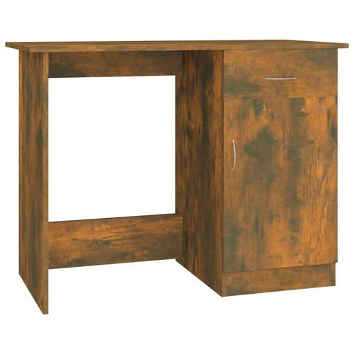 Skrivebord 100x50x76 cm konstrueret træ røget egetræsfarve