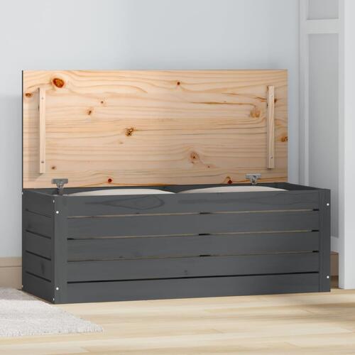 Opbevaringskasse 89x36,5x33 cm massivt fyrretræ grå