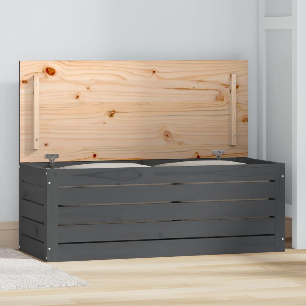 Opbevaringskasse 89x36,5x33 cm massivt fyrretræ grå