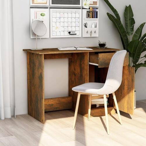 Skrivebord 100x50x76 cm konstrueret træ røget egetræsfarve
