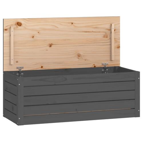 Opbevaringskasse 89x36,5x33 cm massivt fyrretræ grå