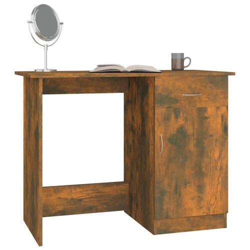 Skrivebord 100x50x76 cm konstrueret træ røget egetræsfarve