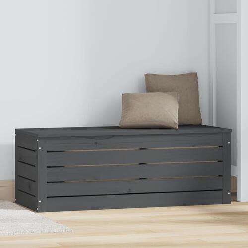 Opbevaringskasse 89x36,5x33 cm massivt fyrretræ grå