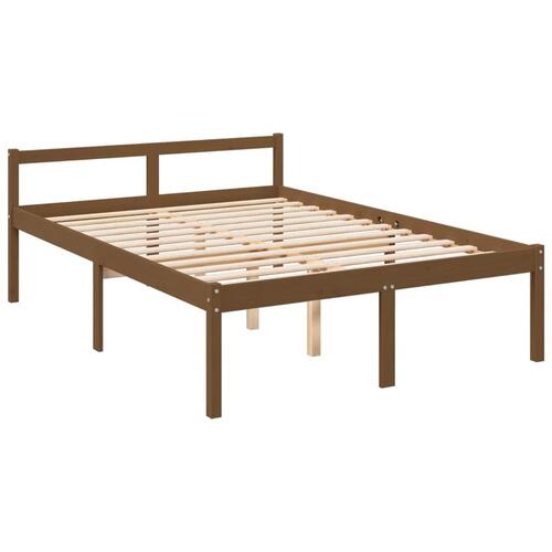 Seniorseng 135x190 cm dobbeltseng massivt fyrretræ honningbrun