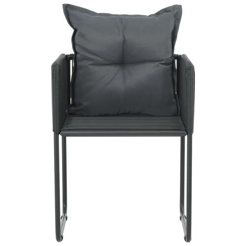 Havestole 4 stk. med puder polyrattan sort