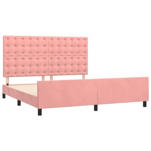 Sengeramme med sengegavl 160×200 cm - fløjl, pink