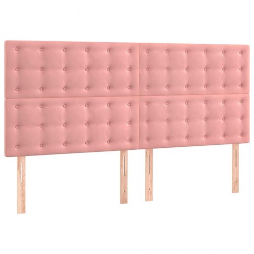 Sengeramme med sengegavl 160×200 cm - fløjl, pink