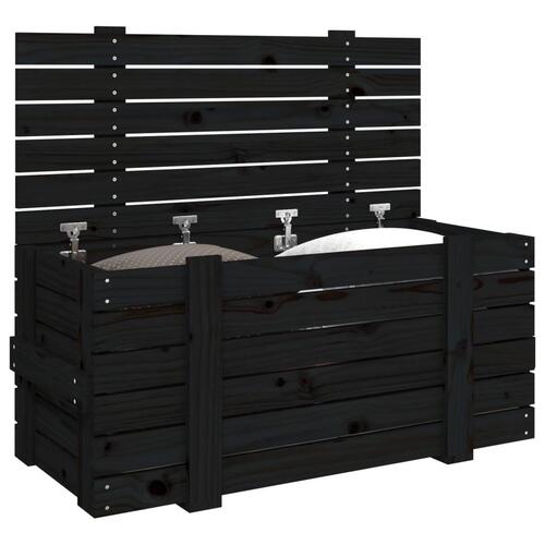 Opbevaringskasse 91x40,5x42 cm massivt fyrretræ sort
