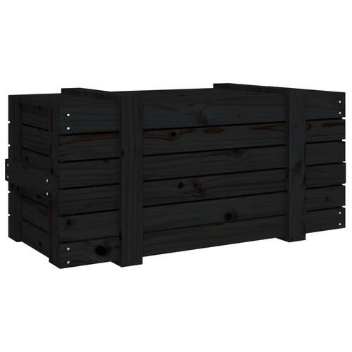 Opbevaringskasse 91x40,5x42 cm massivt fyrretræ sort