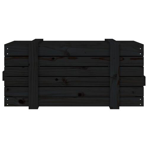 Opbevaringskasse 91x40,5x42 cm massivt fyrretræ sort