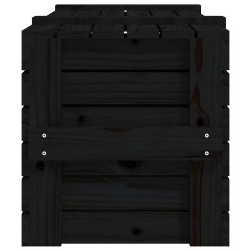 Opbevaringskasse 91x40,5x42 cm massivt fyrretræ sort