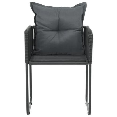 Havestole 6 stk. med puder polyrattan sort