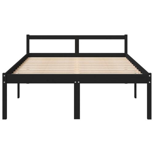 Seniorseng 135x190 cm dobbeltseng massivt fyrretræ sort