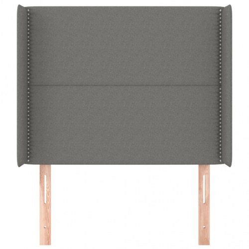 Sengegavl med kanter i stof 93 x 16 x 118/128 cm - mørkegrå
