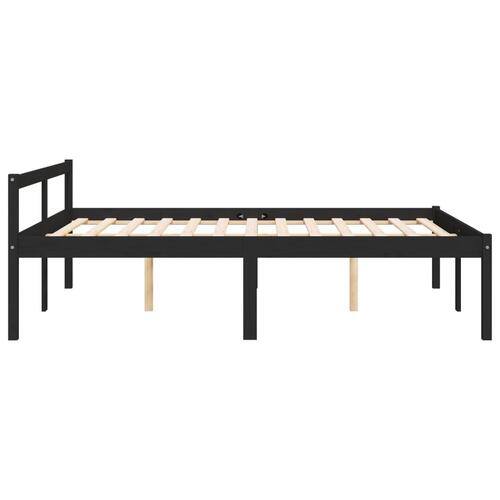 Seniorseng 135x190 cm dobbeltseng massivt fyrretræ sort